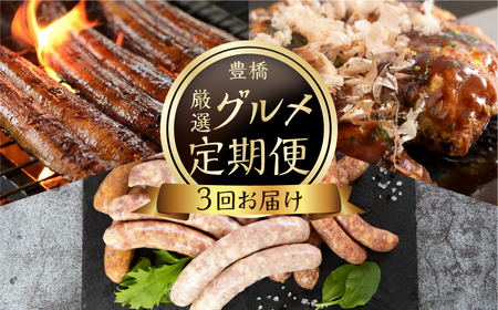 厳選 グルメ 定期便 全3回 お好み焼き ソーセージ うなぎ てづくり 豚肉 豚玉 シャルキュトリー 豊橋うなぎ 国産 鰻 定期 3回 お楽しみ 人気  ふるさと納税 愛知県 豊橋市 送料無料