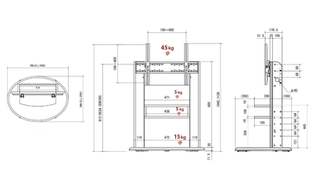 朝日木材 キャスター付きフロアスタンド（WS-Hスタイル）≪WS-H800-DB≫ 家具 シンプル テレビスタンド TVスタンド キャスタ付 キャスター付 フロアスタンド 壁掛けテレビ 壁掛け リビング 居間 ナチュラル カフェ おしゃれ お洒落 愛知県 豊橋市