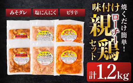 味付け親鶏セット 計1.2kg 3種 食べ比べ タレ 塩 にんにく ピリ辛