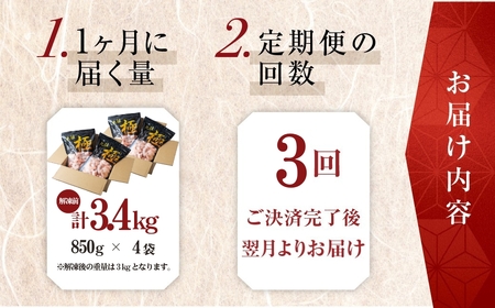 【 3回 定期便 隔月お届け 】極 むき海老 大粒 3.4kg むきえび 高級 特選 大型 大サイズ 正味量 3kg 下処理済み 背わたなし バラ凍結 海鮮 えび 背ワタ処理済み 時短 簡単調理 冷凍 定期 海鮮 