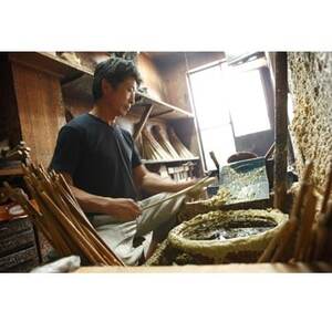 寺院用　80匁棒　再生朱蝋燭(R)国内産ハゼの実蝋100%　全工程手作り〈伝統工芸品　和ろうそく〉【1482508】