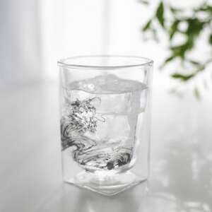【RayES/レイエス】ダブルウォールグラス　RDS-002　300ml　墨絵・龍【1530726】