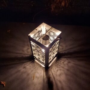 LEDランプシェード　麻のは文様四角【1589796】