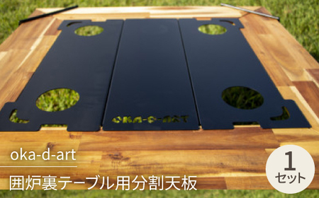 oka-d-art 囲炉裏テーブル用分割天板 3分割 艶消し焼付け塗装 カップホルダー4ケ+収納袋付【1364297】