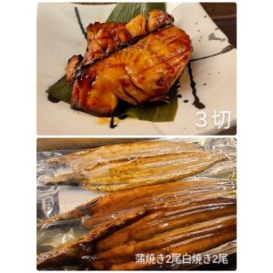 大(3P~4P)三河一色鰻蒲焼き2尾＆白焼き2尾 銀たら照り焼き3切れ 肝