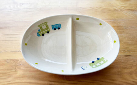 【瀬戸焼】子供用食器5点セット(汽車・バス)【窯元SOUSEN】[BBCQ006]子ども食器 離乳