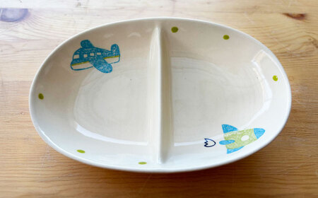 瀬戸焼】子供用食器5点セット（飛行機・ロケット）【窯元SOUSEN