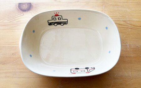 【瀬戸焼】子供用食器5点セット（パトカー・救急車） 【窯元SOUSEN】[BBCQ004]子ども食器 ギフト