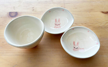 【瀬戸焼】子供用食器5点セット（うさぎ） 【窯元SOUSEN】[BBCQ003]子ども食器 ギフト