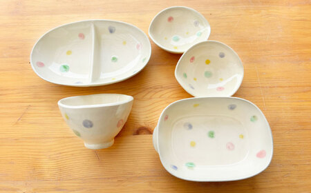 【瀬戸焼】子供用食器5点セット（あめ玉）【窯元SOUSEN】[BBCQ001]子ども食器 ギフト