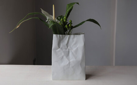 【瀬戸焼】クリンクルスーパーバッグ#2 花器 【セラミック・ジャパン】花瓶 花瓶 [BBBC014]