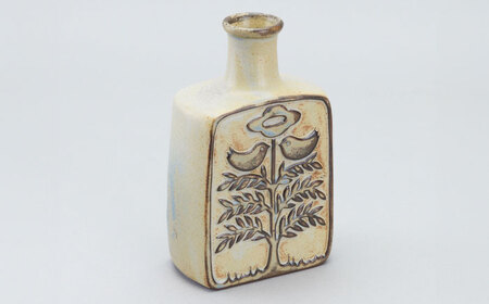 【瀬戸焼】花器　三角と鳥リバーシブル（K30）【かしわ窯】一輪挿し 花瓶 花器 インテリア / 瀬戸市 [BBAJ028]