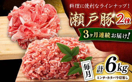 【全3回定期便】瀬戸豚2種セット(ミンチ＋カタバラ切り落とし) 計6kg / 豚肉 ミンチ 切り落とし [BBBQ195] 豚肉定期便