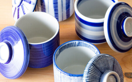 【瀬戸焼】 むし碗4脚セット 食器 セット むし碗 瀬戸市 / 双寿園 [BBBI006]