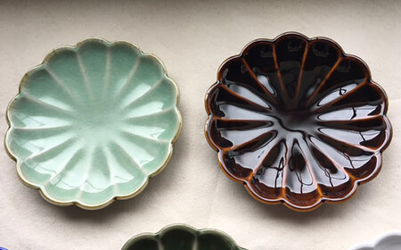 【瀬戸焼】菊型 プレート5色セット 15cm【まるたか水野コーポレーション】[BBBF010]取り皿