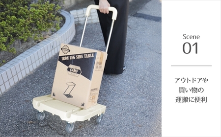 ハンドルが伸縮する台車「フルーリーCarry」　カラー：サクラ（ピンク）※沖縄、離島への配送はできません。予めご了承ください。　台車　ハンドル付き台車　コンパクト台車　荷物の移動　便利　重いもの　移動