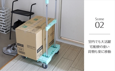 ハンドルが伸縮する台車「フルーリーCarry」　カラー：サクラ（ピンク）※沖縄、離島への配送はできません。予めご了承ください。　台車　ハンドル付き台車　コンパクト台車　荷物の移動　便利　重いもの　移動