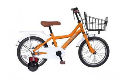 オレンジ 子供用自転車 バスケット付き