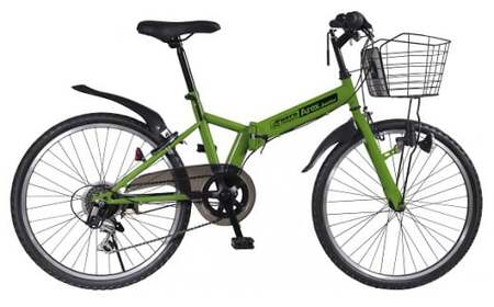 Arex　Junior　24型６スピードノンパンク折りたたみジュニアマウンテンバイク　色：グリーン　※沖縄・離島への発送は出来ません　自転車 マウンテンバイク ジュニア アウトドア かご サイクリング　新生活　チャリ　子供　ノンパンク