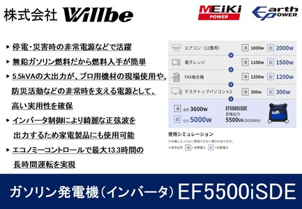 ガソリン発電機(インバータ)EF5500iSDE