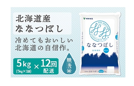 <安心安全なヤマトライス>北海道産ななつぼし 無洗米 5kg ※定期便12回 H074-104
