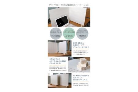 No.160 飛沫ガードパネル(ウッド調)　ZK-09-M(LOW)　1set(クラシックホワイト)