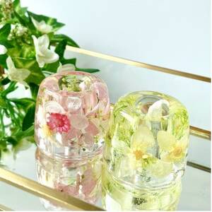 ハーバリウムペン立て2個セット(ピンク系、イエロー系)箱入り【1334066】