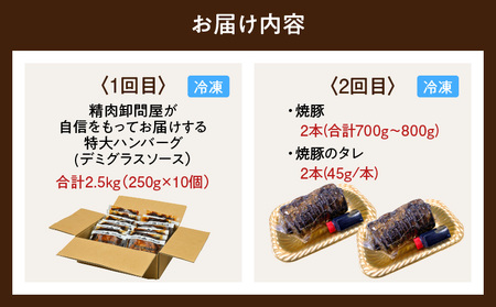 お肉の定期便（ハンバーグ、焼豚）・T124