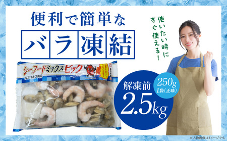 【訳アリ】大粒シーフードミックス　2.5kg(正味250g×8袋)《配達不可エリア：北海道・沖縄・離島》・K317