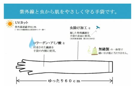 手のマスク　肌にやさしいUVカット手袋　ロング丈1双・I018-10