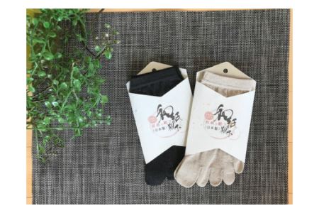 和紙の5本指靴下　婦人用　2足セット・I008-13